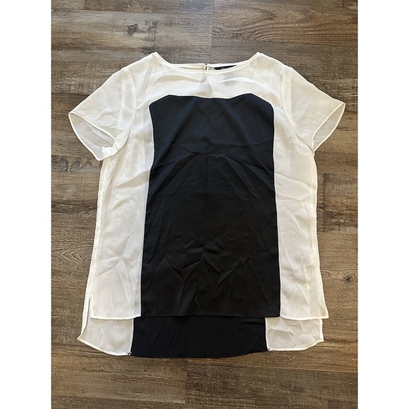 White House Black Market Tops - White House Black Market Colorblock Contrast Short Sleeve Blouse Top Size 4